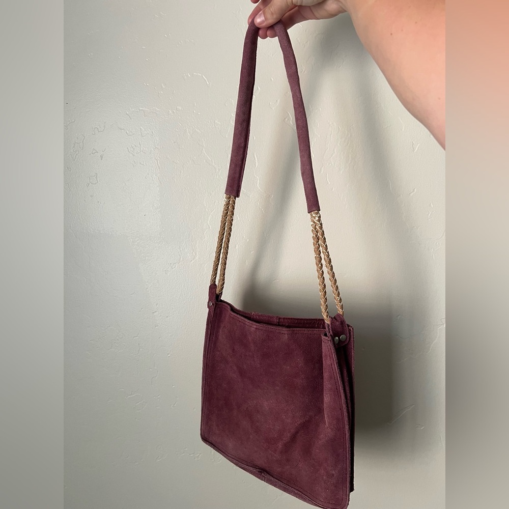 Joe boxer purple leather suede shoulder bag purse - Picture 2 of 4